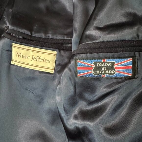 Vintage 1970s Navy Blue 100% Wool Made in England Double Breasted Trench Coat - Picture 9 of 11